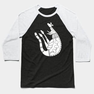 Aboriginal Art - Kangaroo White Baseball T-Shirt